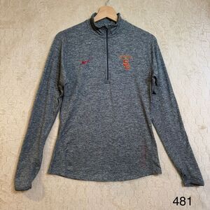 Nike Dri Fit Women’s 1/4 Zip USC TROJANS‎ Sz M Thumbholes Gray/red